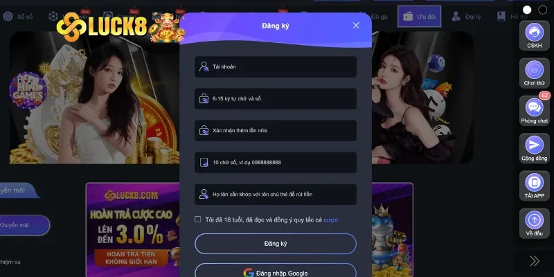 Quy trình đăng ký tài khoản LUCK8 từ A đến Z